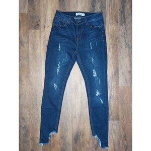 Paper Cocoon Junior Womens Jeans Size 3 Skinny Denim Blue Mid Rise Distressed